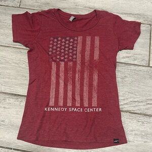 Kennedy Space Center Graphic Flag Tee Shirt Size Medium